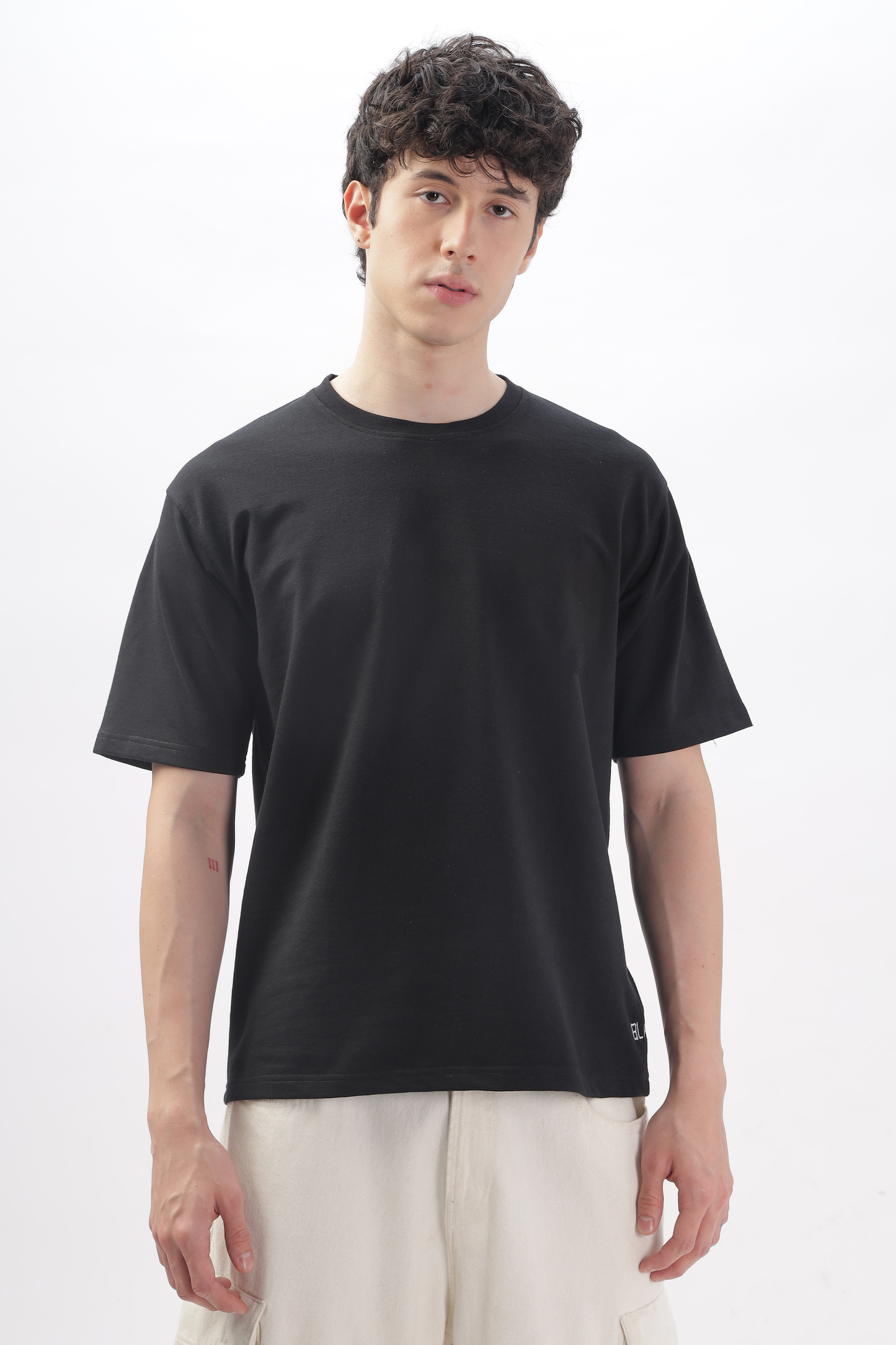 BLACK Plain Oversized Basic T-shirt