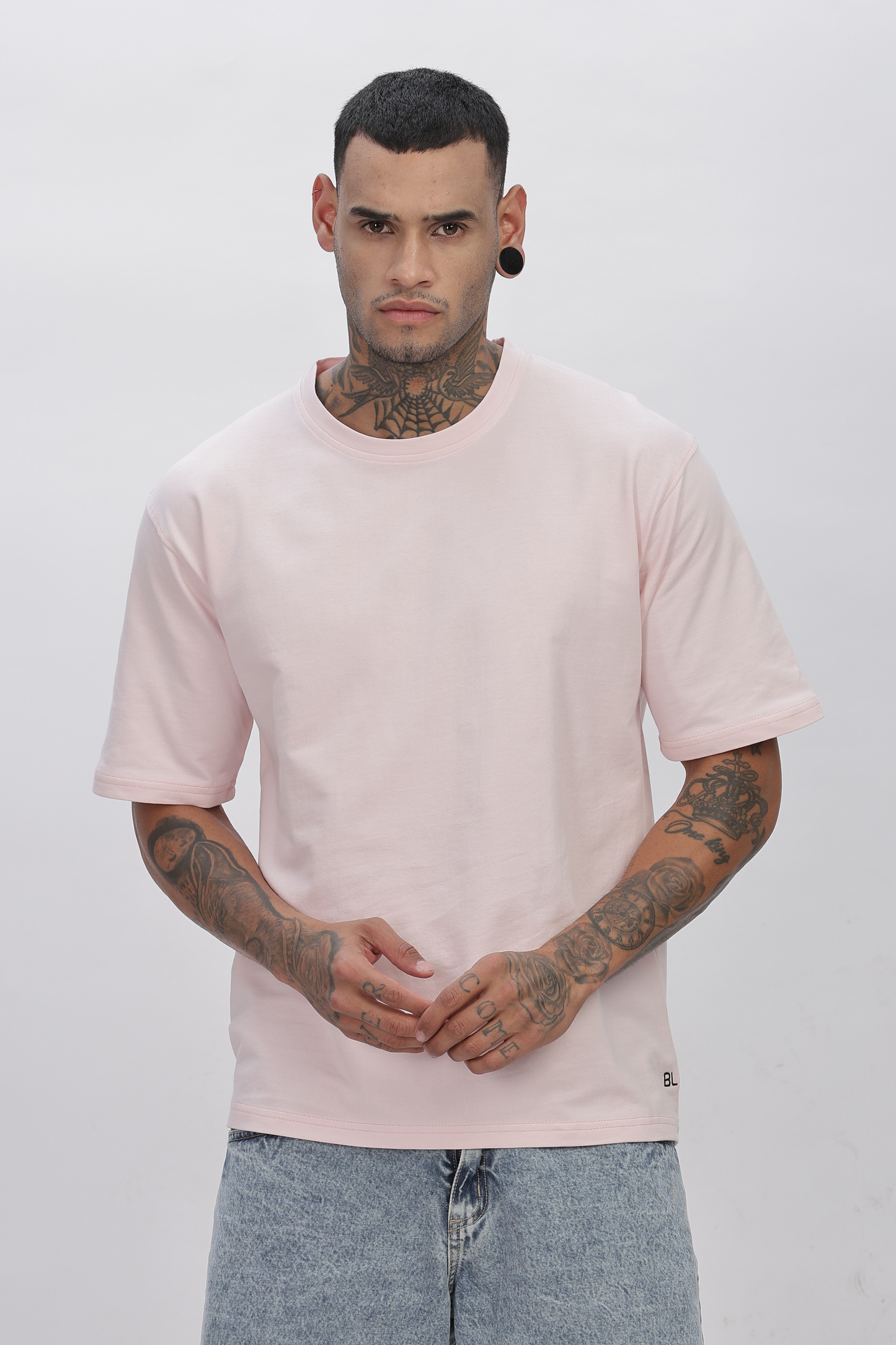 PALE PINK Plain Oversized Basic T-shirt