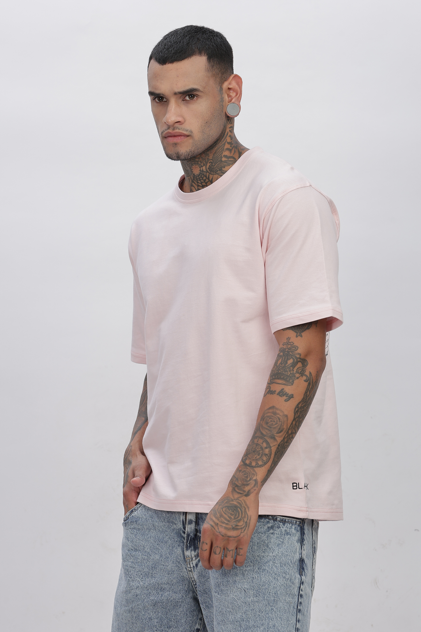 PALE PINK Plain Oversized Basic T-shirt