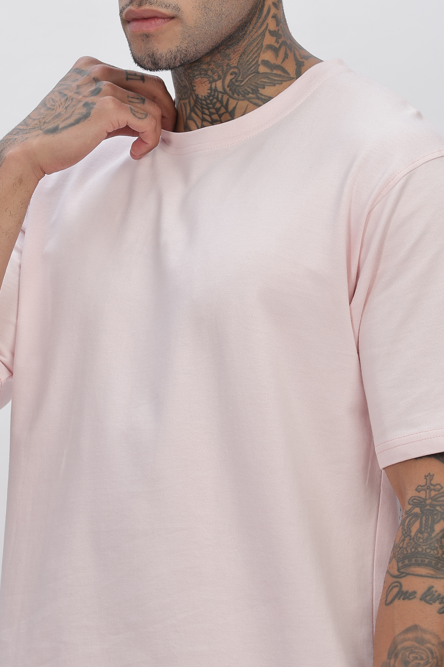 PALE PINK Plain Oversized Basic T-shirt