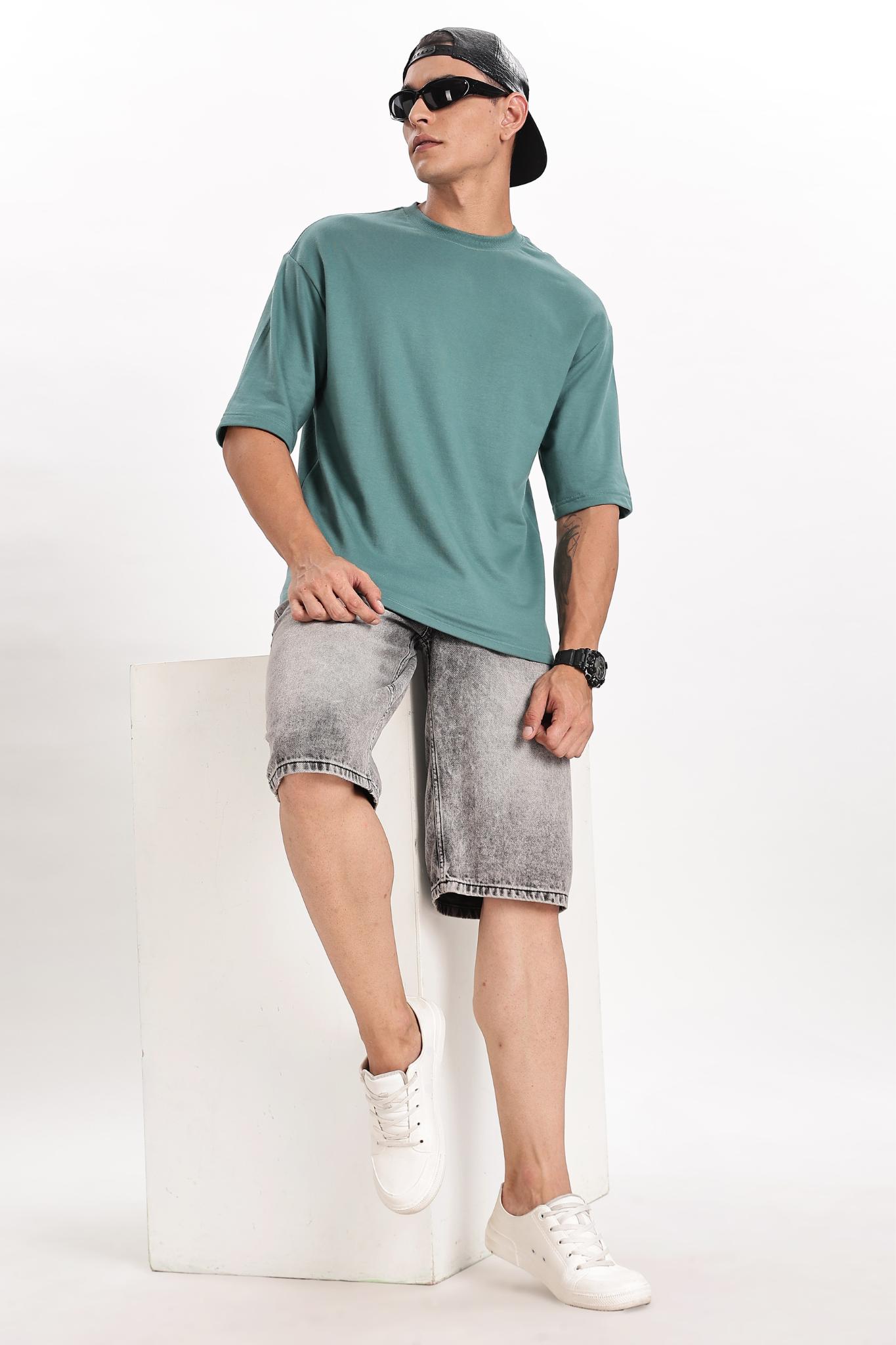 Bottle Green Basic Oversize T-Shirt