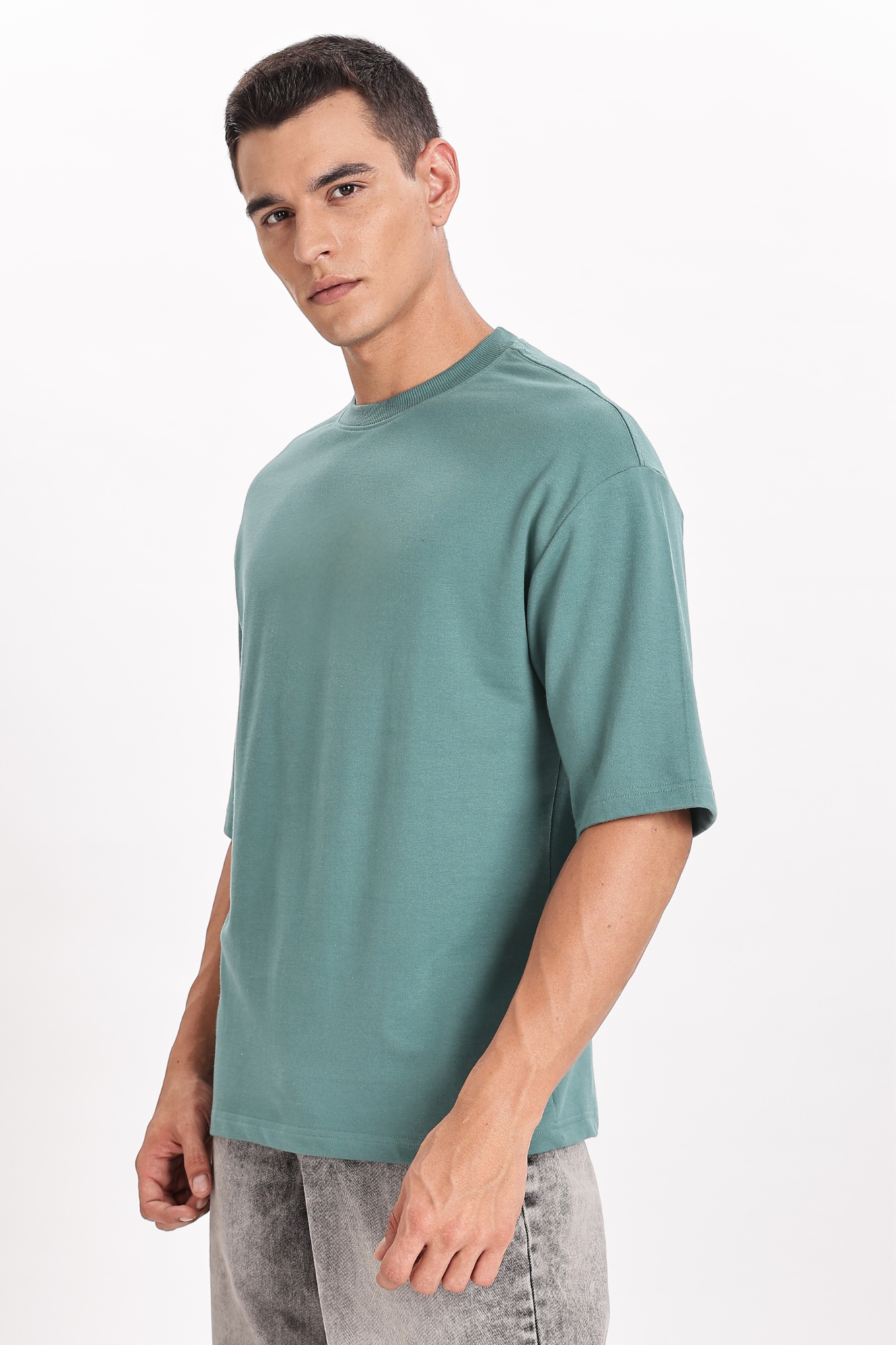 Bottle Green Basic Oversize T-Shirt