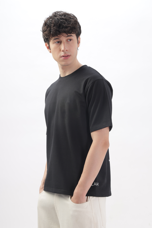 BLACK Plain Oversized Basic T-shirt