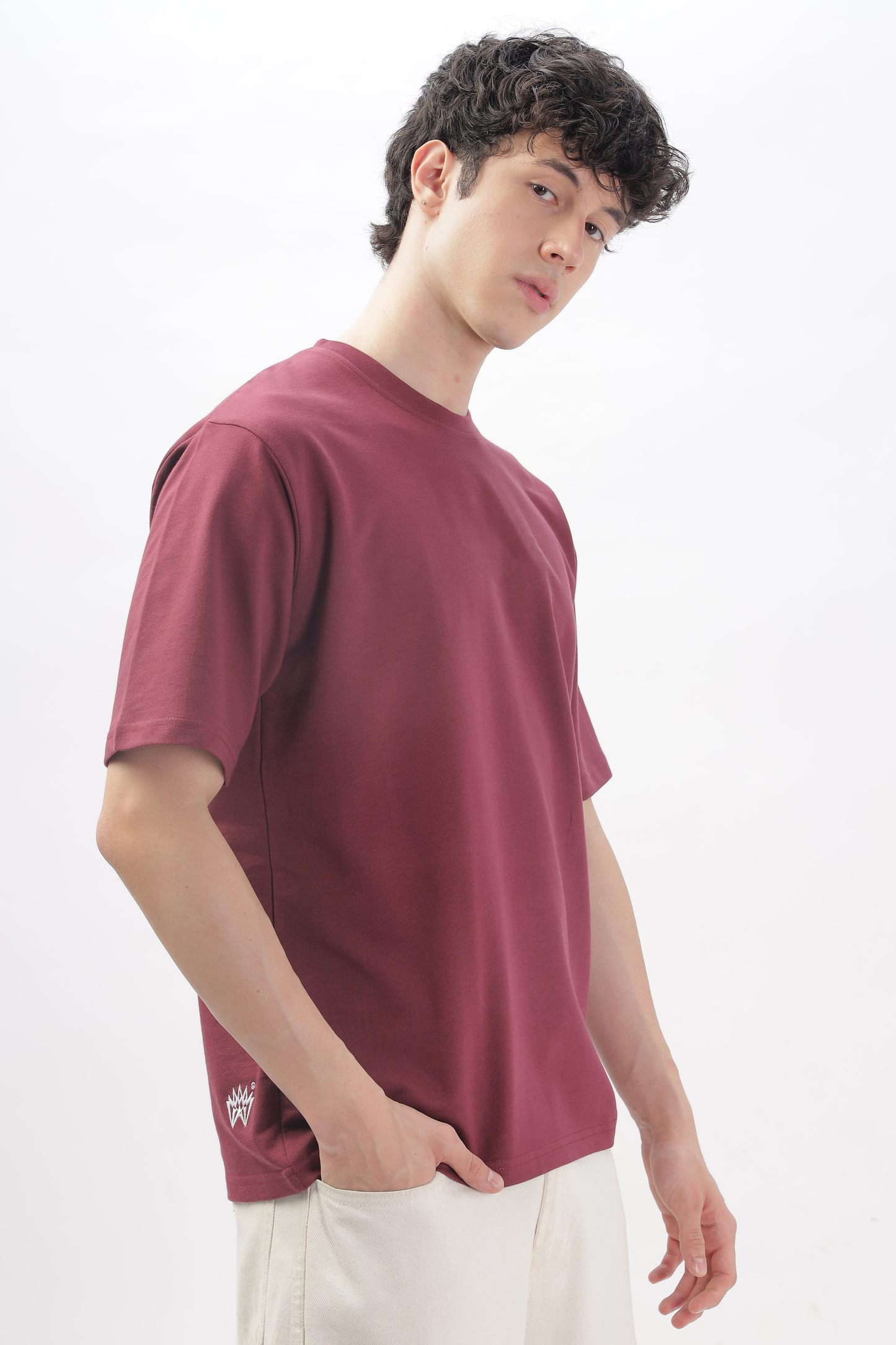 ONION MAROON Plain Oversized Basic T-shirt