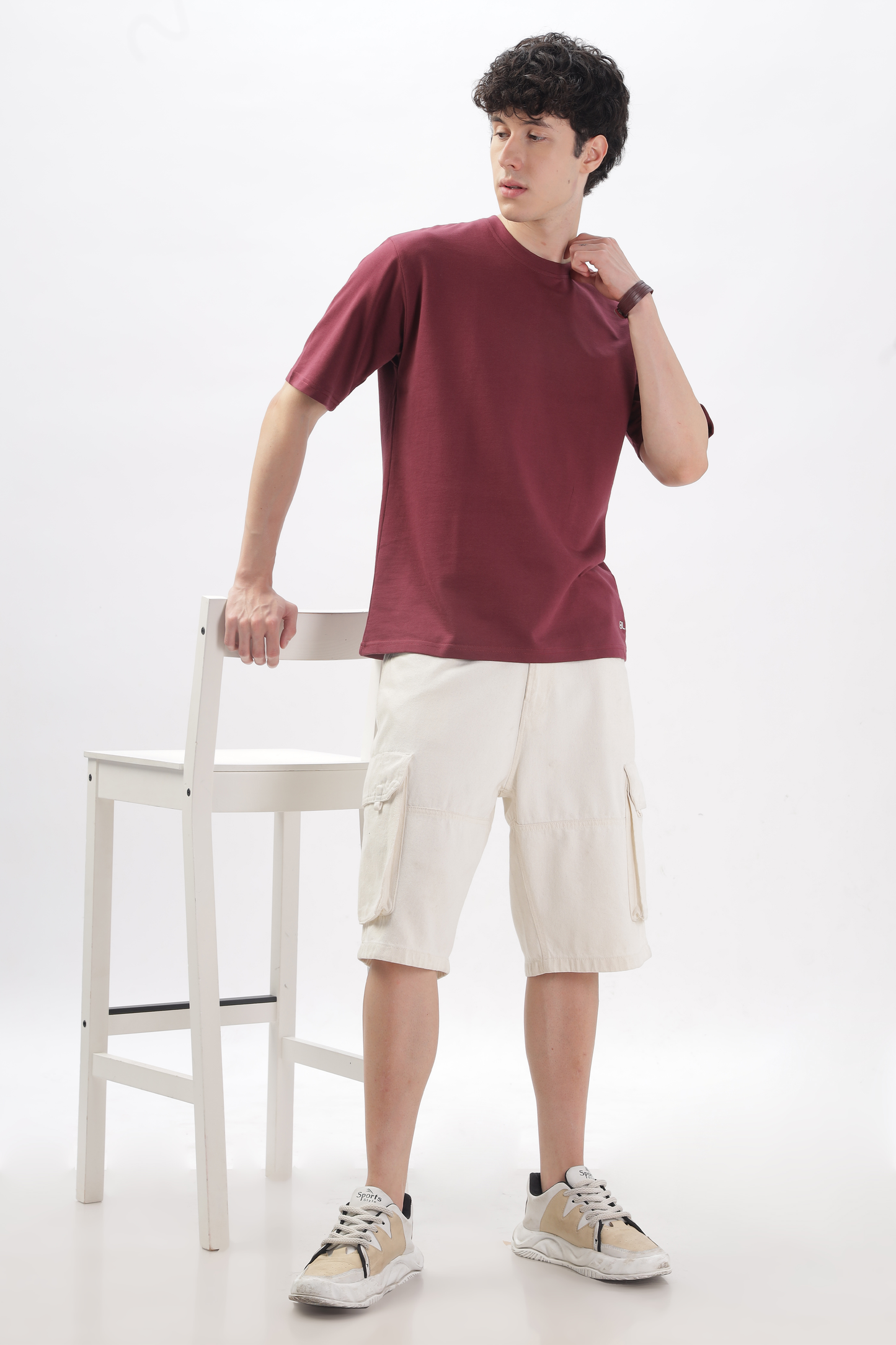 ONION MAROON Plain Oversized Basic T-shirt