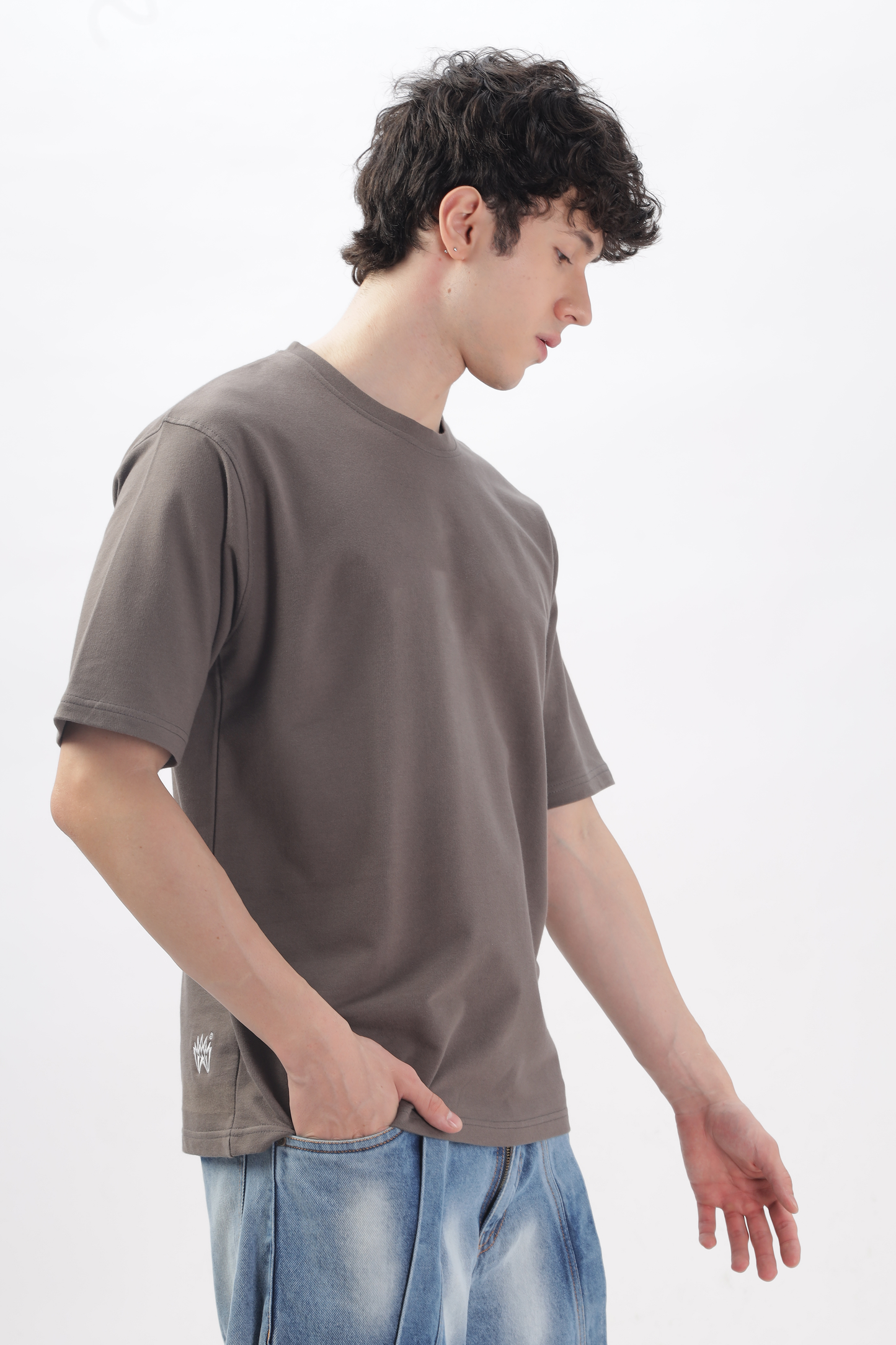 STREET GREY Plain Oversized Basic T-shirt