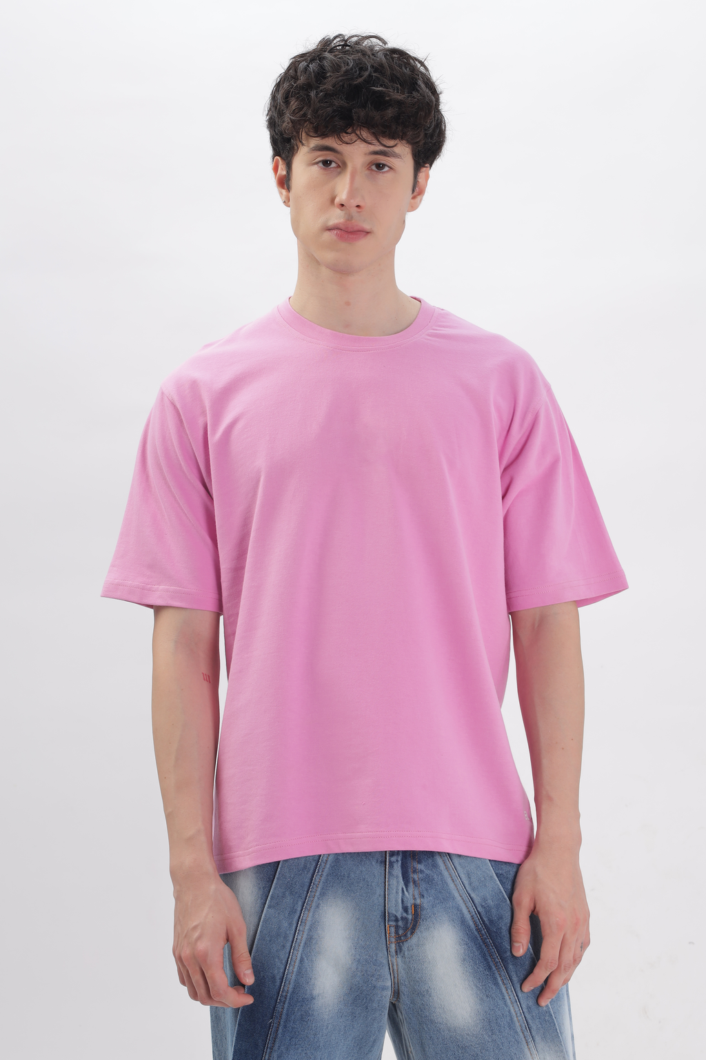 LIGHT PINK Plain Oversized Basic T-shirt