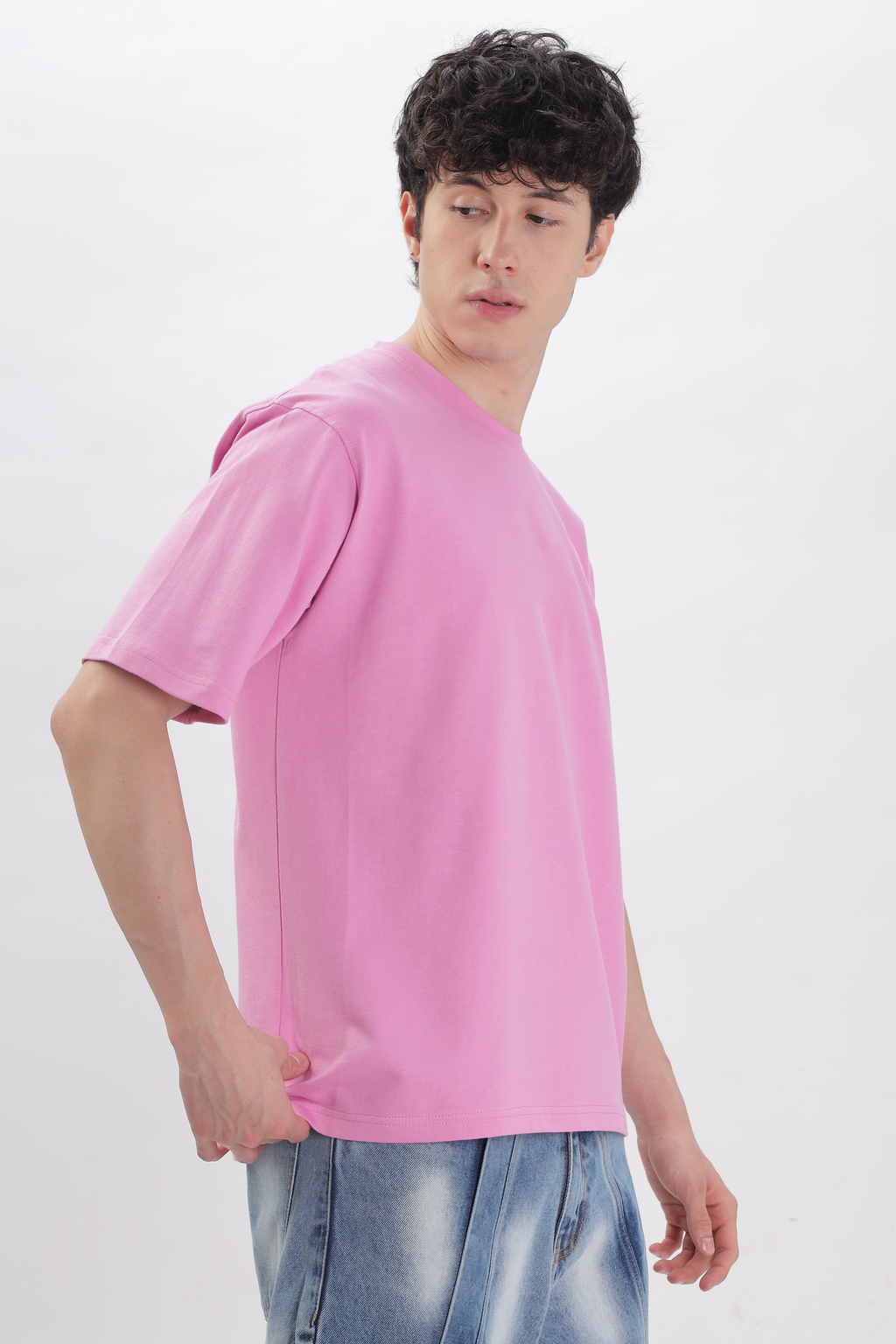 LIGHT PINK Plain Oversized Basic T-shirt