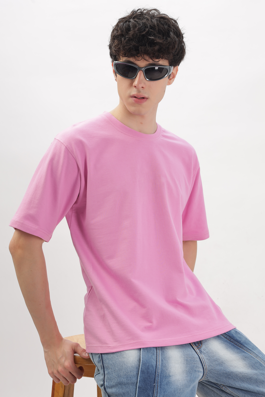 LIGHT PINK Plain Oversized Basic T-shirt