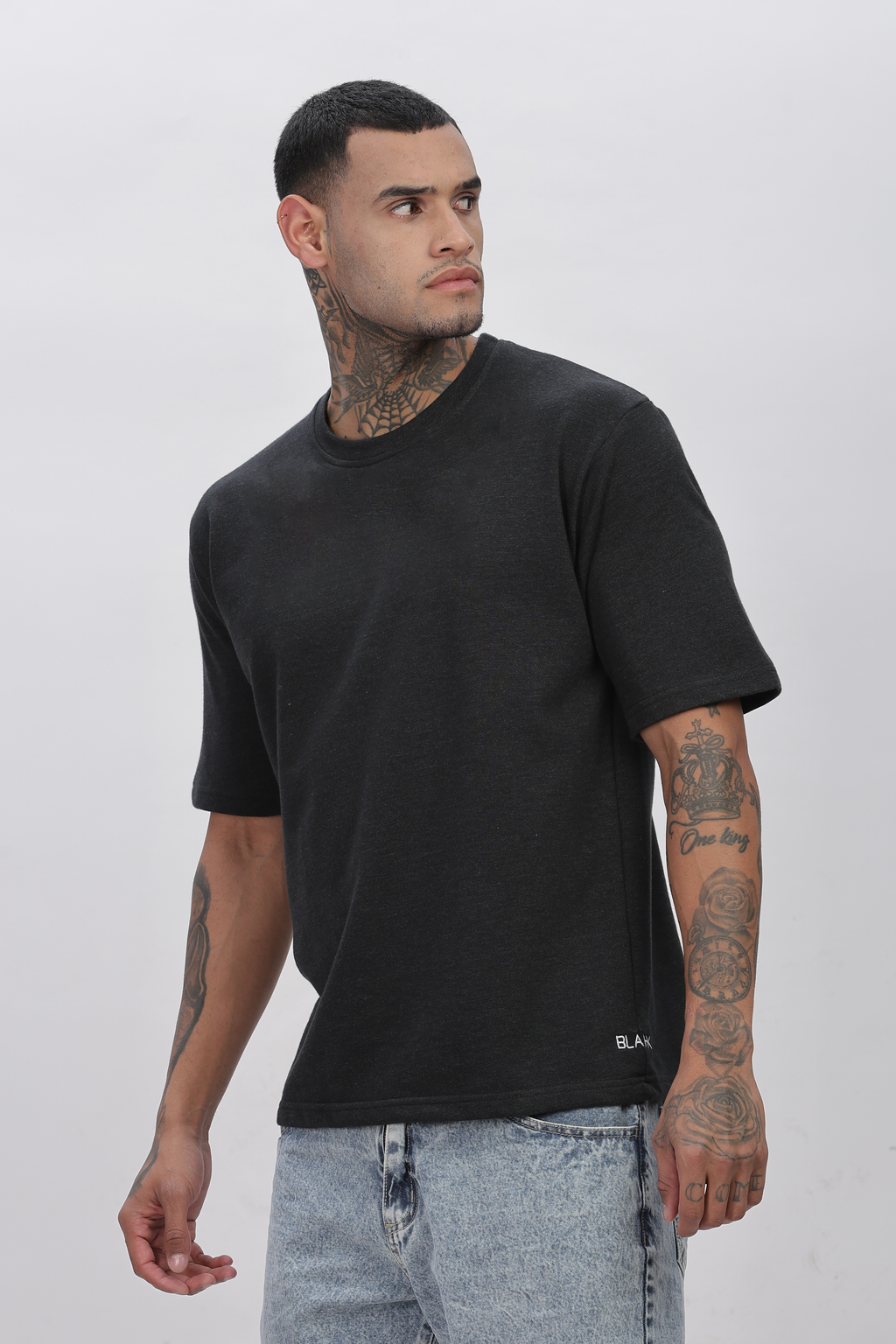 CARBON MILANGE Plain Oversized Basic T-shirt