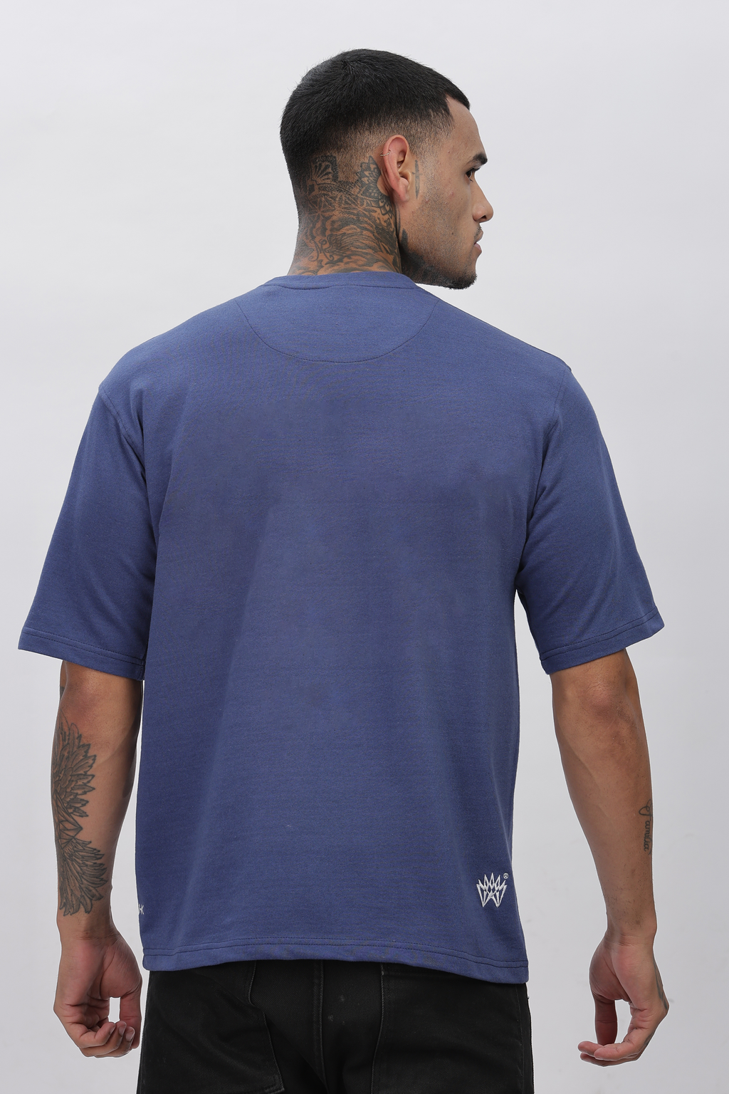 DARK ICE BLUE Plain Oversized Basic T-shirt