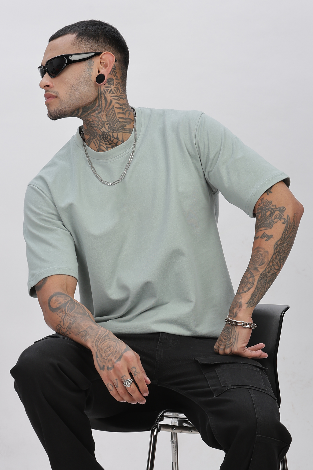 DARK BLUE SURF Plain Oversized Basic T-shirt