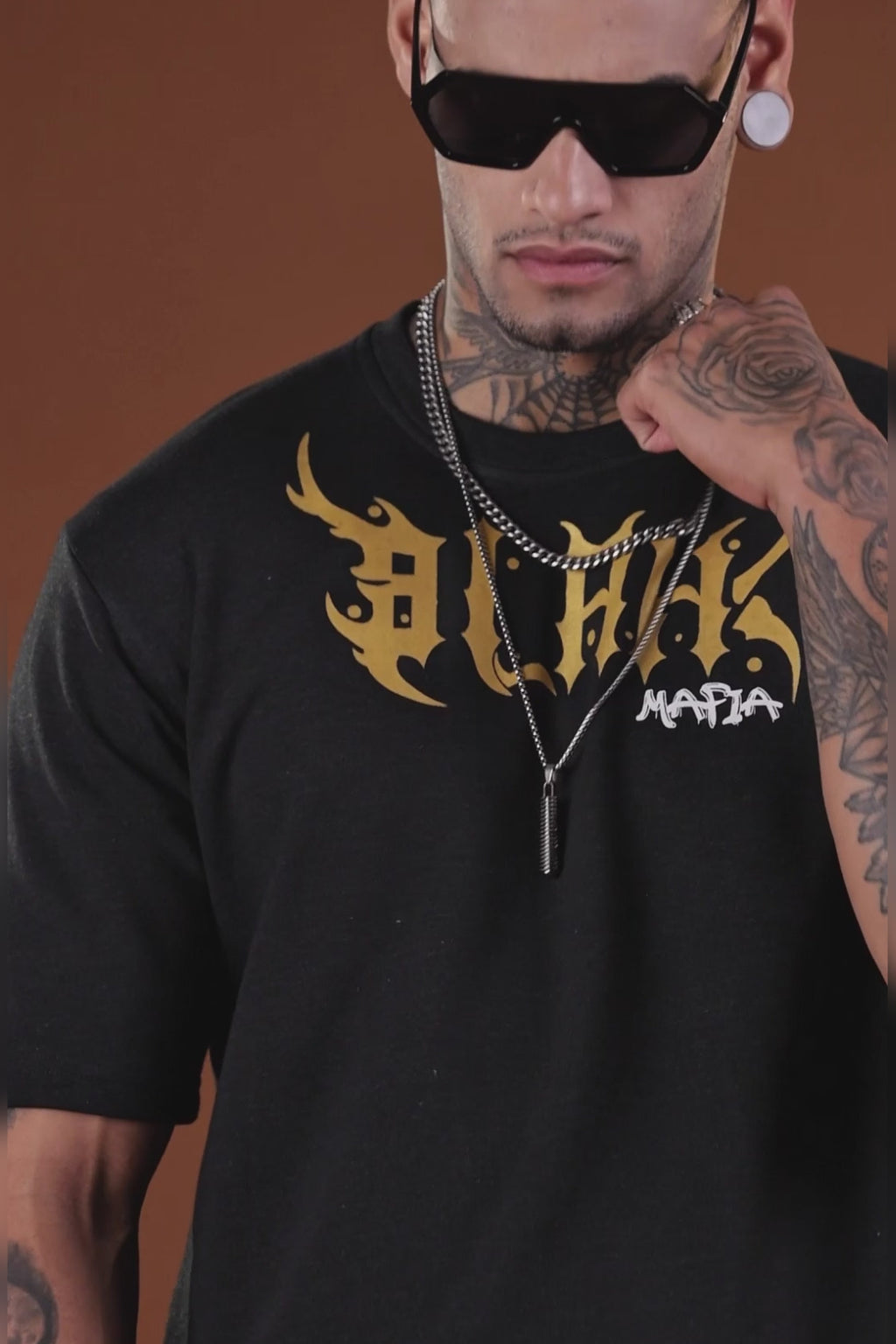 Mafia - Gold Simmer Print Oversized T-shirts